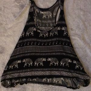 Black and white tank top with elephants